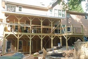 how to build a shed roof over a deck decks.com