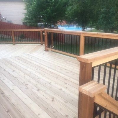 Cedar deck with aluminum baluster railings. - Picture 7216 | Decks.com